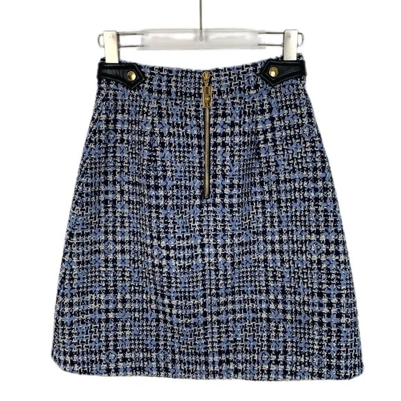 Louis Vuitton Paris Tweed A-Line Skirt With Leather Accents & Gold Button Detail - Picture 2 of 8